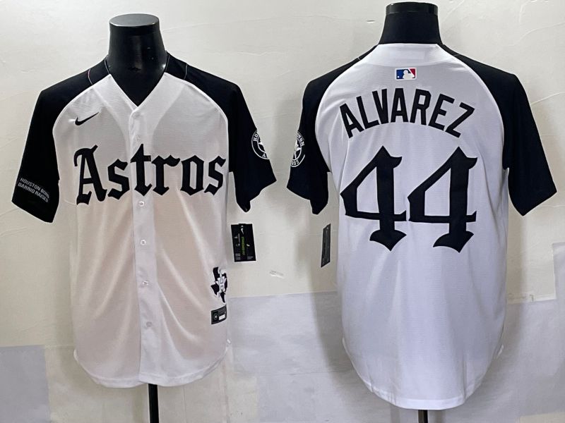 Men 2025 Houston Astros #44 Alvarez White Black Five generations Joint Name Nike MLB Jersey style 11
